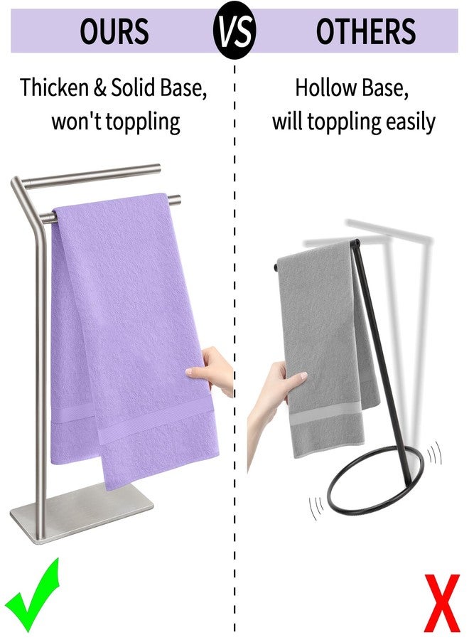 LSK Hand Towel Stand, Stainless Steel Bathroom Towel Holder Stand, Curved F-Shaped Countertop Towel Stand with Heavy Base, 16.6 Inch, Brushed Nickel - Image 4