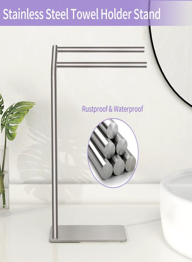 LSK Hand Towel Stand, Stainless Steel Bathroom Towel Holder Stand, Curved F-Shaped Countertop Towel Stand with Heavy Base, 16.6 Inch, Brushed Nickel - Image 3