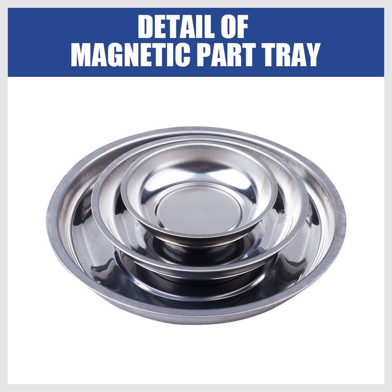 HORUSDY Magnetic Tray | 3-Piece | Round Magnetic Parts Tray | 3 Inch 4 Inch 6 Inch Magnetic Tray for Mechanic's | Stainless Steel - Image 5
