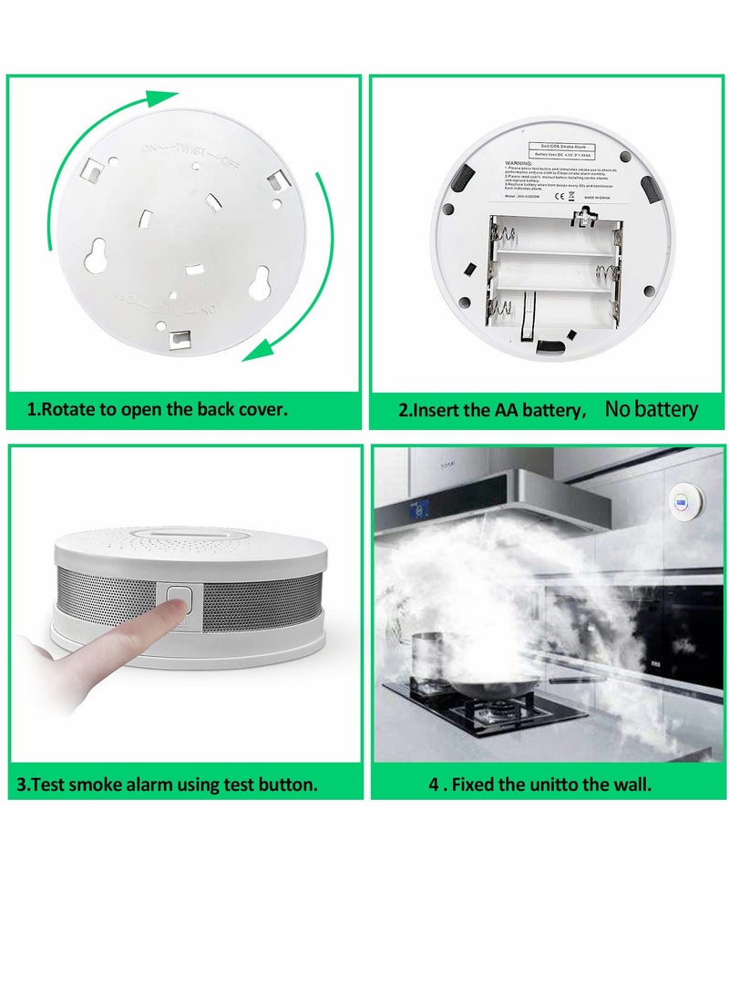 SOLARAE كاشف إنذار أول أكسيد الكربون وتركيبه، كاشف CO مزدوج المستشعر يعمل بالبطارية مع شاشة LCD وتحذير صوتي للمنزل والمدرسة والمكتب - Image 5
