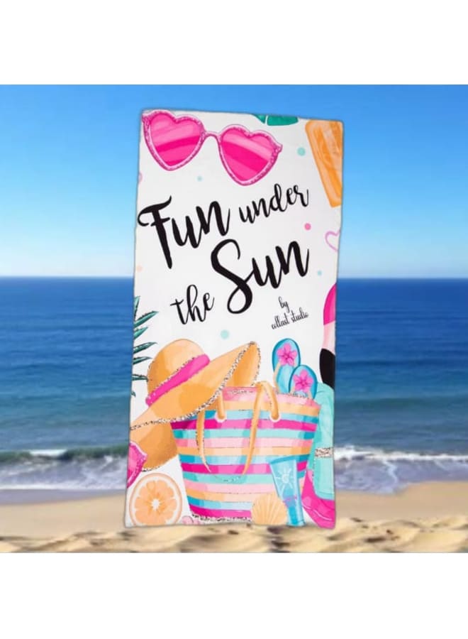 Large Beach Towel (140*70cm) Absorption Material, Various Designs (Sunglass & Cap) - Image 1