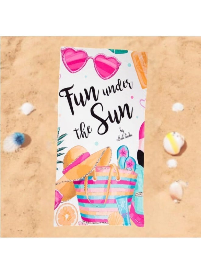 Large Beach Towel (140*70cm) Absorption Material, Various Designs (Sunglass & Cap) - Image 2