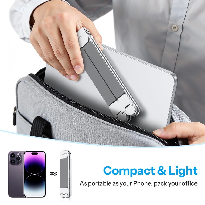 OMOTON LA15 Foldable & Portable Laptop Stand for Desk, [360Â° Support Feet+Lightweight] Tablet Stand for Desk and Travel, 6 Level Height Ergonomic Aluminum Computer Holder for 10-16" Laptops - Image 3