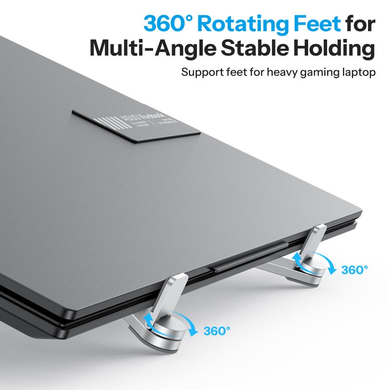 OMOTON LA15 Foldable & Portable Laptop Stand for Desk, [360Â° Support Feet+Lightweight] Tablet Stand for Desk and Travel, 6 Level Height Ergonomic Aluminum Computer Holder for 10-16" Laptops - Image 2