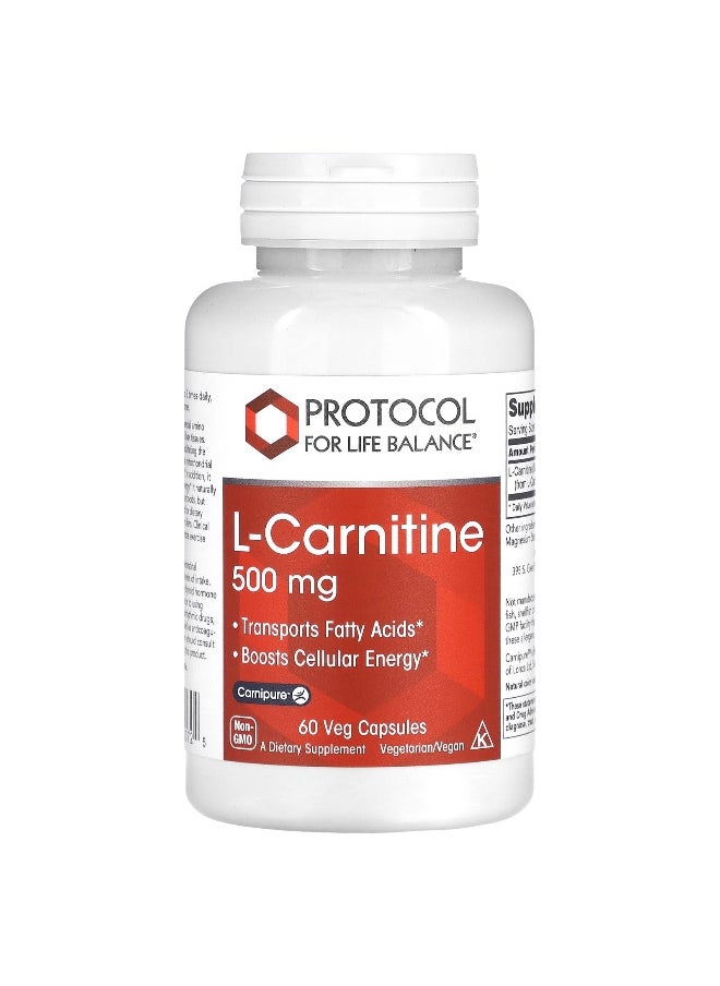 Protocol For Life Balance Protocol for Life Balance, L-Carnitine, 500 mg, 60 Veg Capsules 