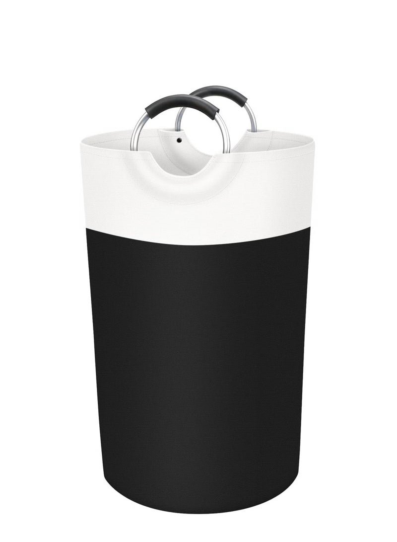 Laundry Basket, Laundry Hamper, Collapsible Laundry Baskets, Dirty Clothes Hamper, Waterproof with Foam Protected Aluminum Handles for College Dorm, Family 90L Black - Image 1