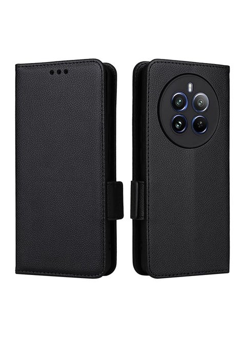 Compatible with Realme 12 Pro 5G/ Realme 12 Pro Plus 5G Case, Leather Flip Case with Card Slot, Wallet design, Standable Flip Case, Anti-Fall Drop Protection, Shockproof Case, Black