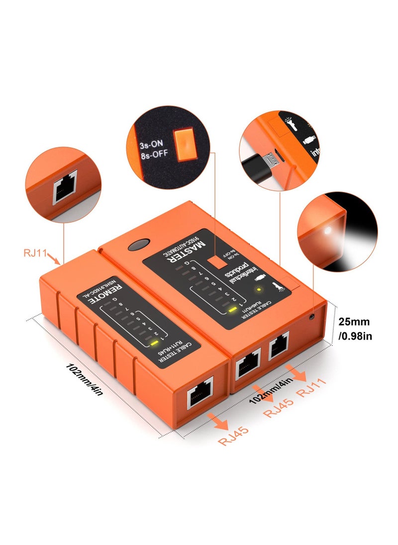 GNAFOTU Network Cable Tester, Ethernet Cable Test Tool, Lan RJ45 RJ11 Cable Tester, cat5 cat5e cat6a, Powered via USB  - Image 4
