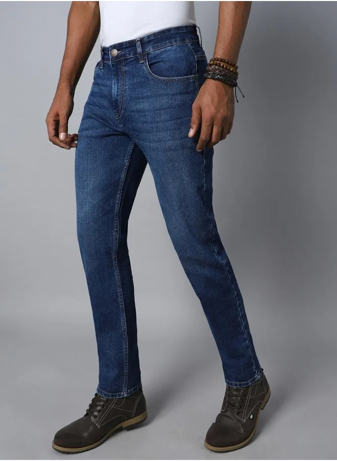 هاي ستار Mid Rise Whiskered Regular Fit Jeans by Styli