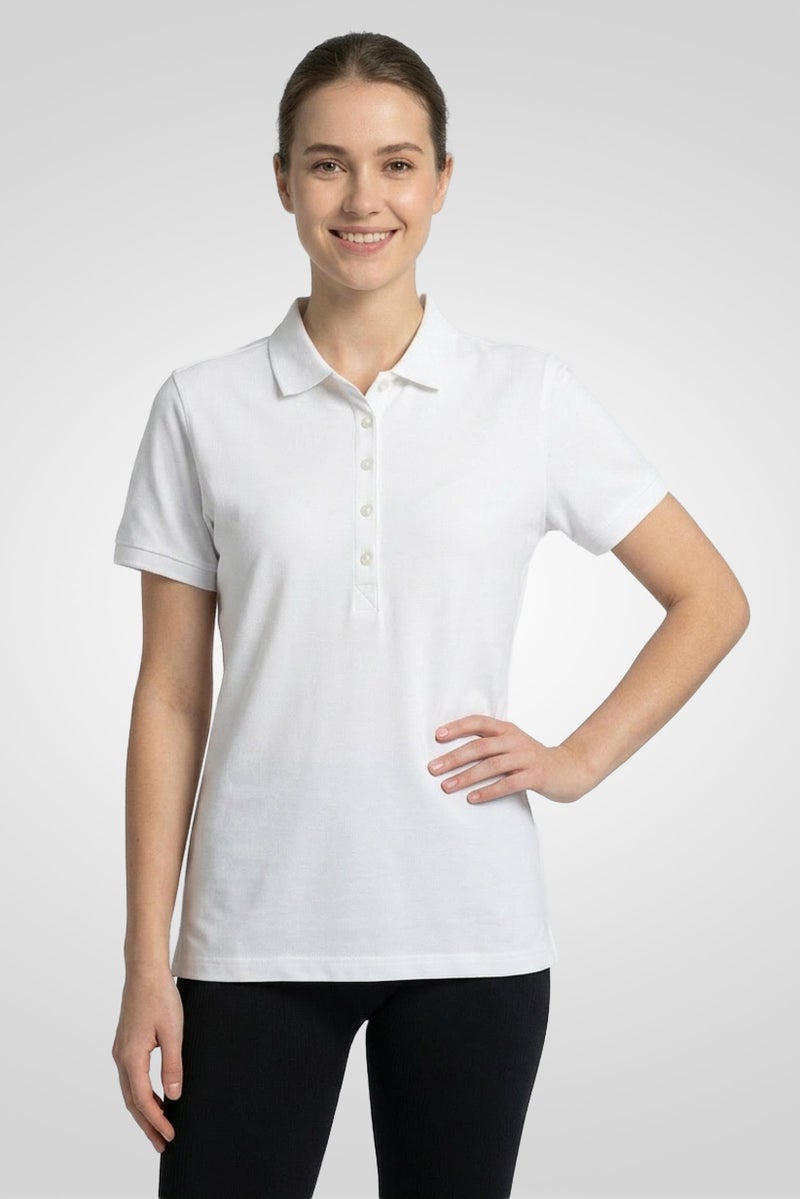 Ping Women Sportswear Fit Short Sleeve Outdoor Polo Shirt, White - Image 1