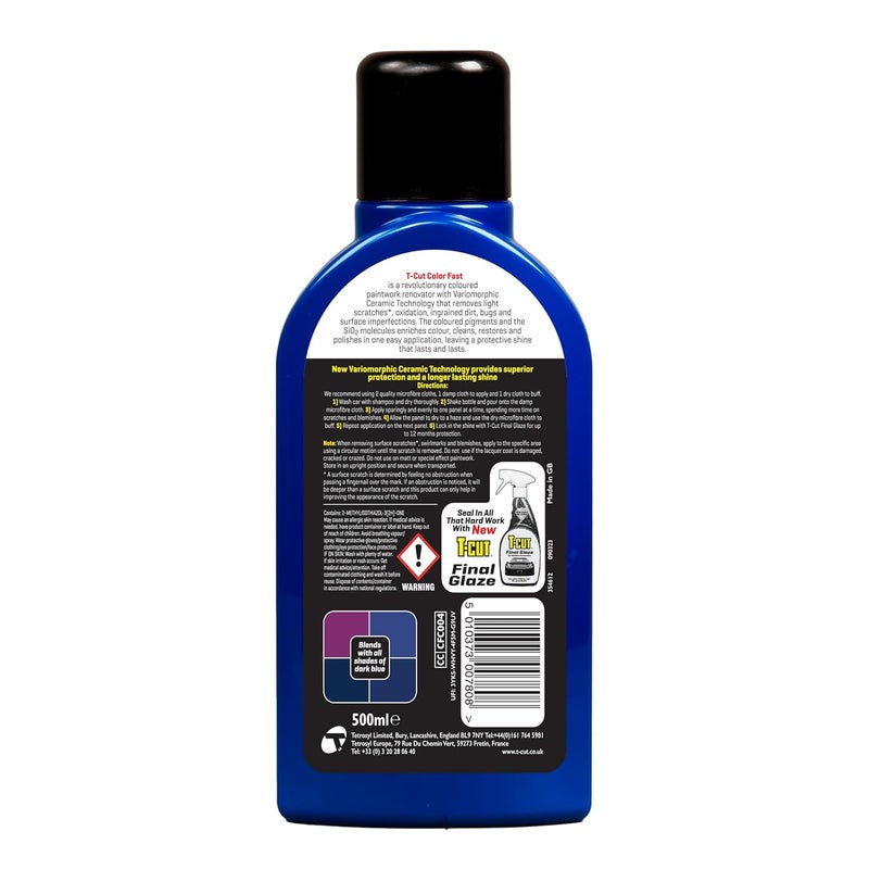 T-Cut Dark Blue Scratch Remover Color Fast Paintwork Restorer Car Polish - 17 Fl Oz 13 Colours Available - Image 2
