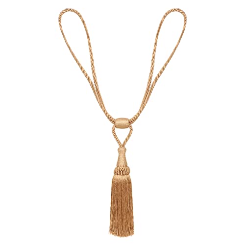 MALOINTEX 4 Pack Curtain Tiebacks Handmade Elegant Curtain Tie Backs Holdbacks with Tassel, Polyester Curtain Tieback for Home Office Hotel Decor - Gold - Image 5