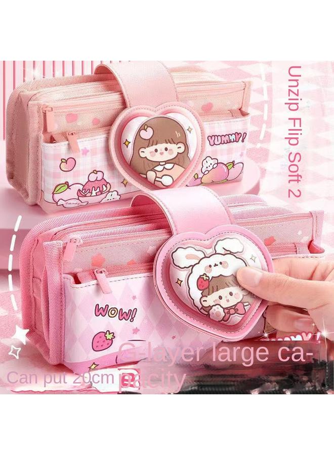 Bluejw 2025 New High-value Multi-functional Large-capacity Pencil Case Female Primary School Stationery Box Soft Bag Multi-layer Pen Case Wholesale - Image 3