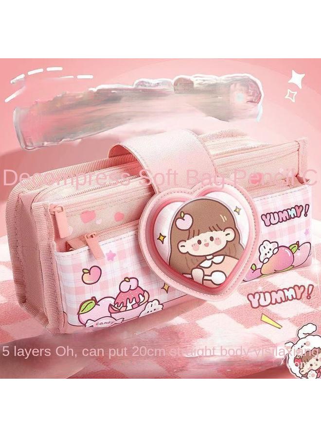 Bluejw 2025 New High-value Multi-functional Large-capacity Pencil Case Female Primary School Stationery Box Soft Bag Multi-layer Pen Case Wholesale - Image 5