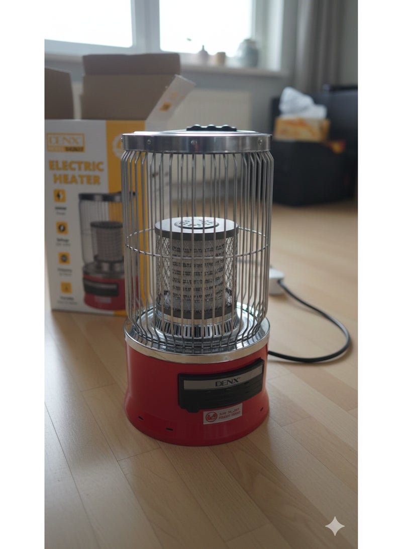 دينكس مدفأة كهربائية محمولة من دينكس | تدفئة 360 درجة || تصميم فانوس | مدفأة داخلية صغيرة الحجم | أحمر - Image 1