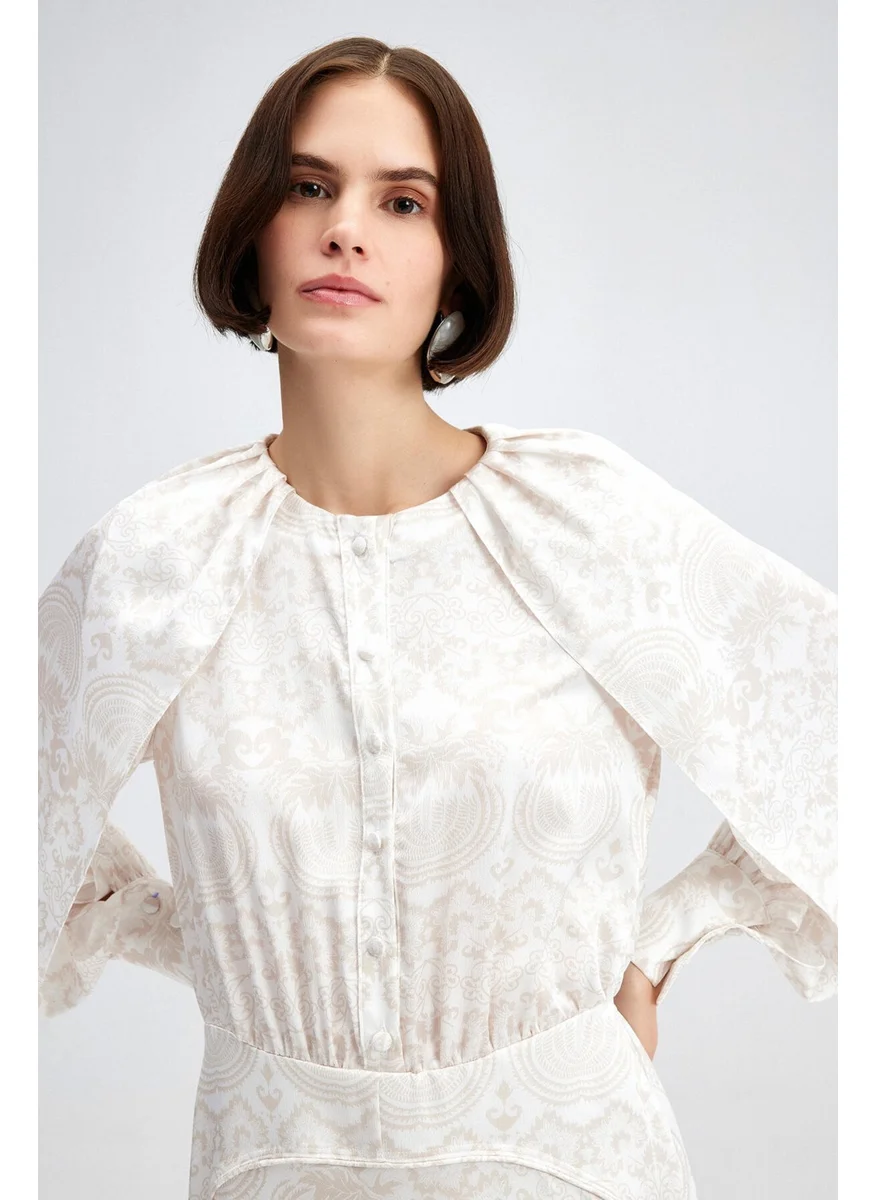تاتشي Shoulder Detail Patterned Dress