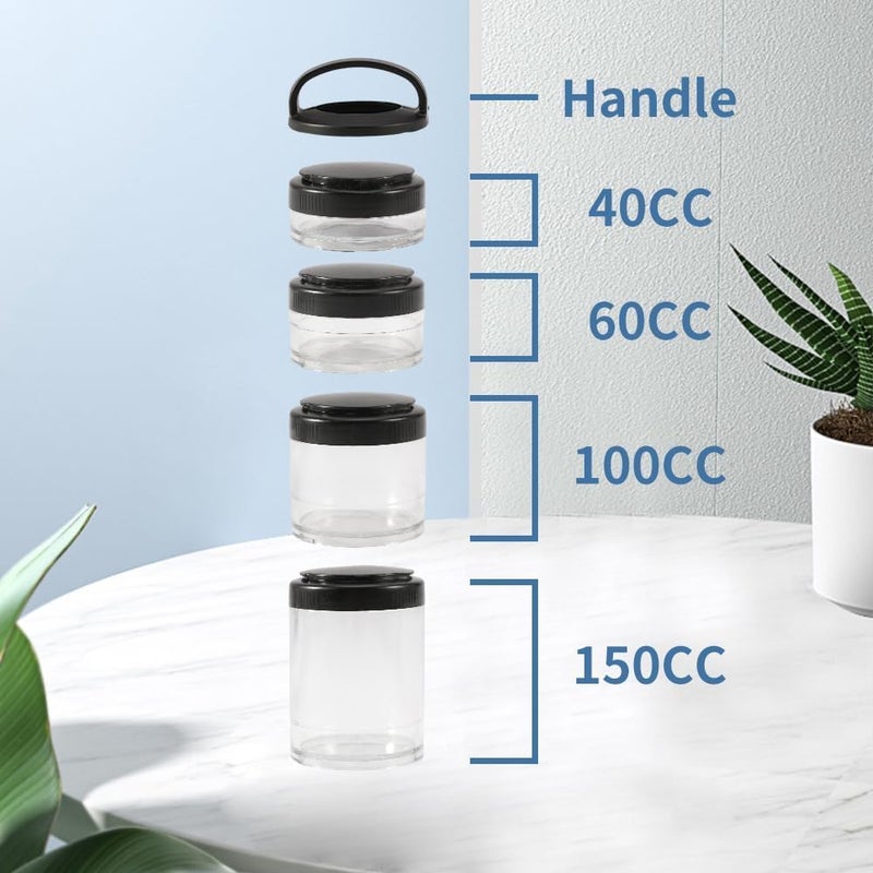 DERIKO 4 Layer Portable Stackable Snack Container Nut Box Snack Storage Jars and Portion Control Food Storage Container with Lid Twist Lock Storage Container Scale Jar Random Color - Image 5