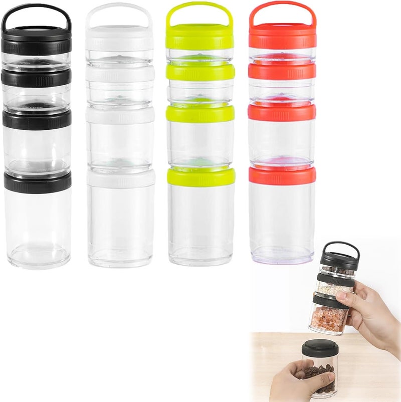 DERIKO 4 Layer Portable Stackable Snack Container Nut Box Snack Storage Jars and Portion Control Food Storage Container with Lid Twist Lock Storage Container Scale Jar Random Color - Image 1
