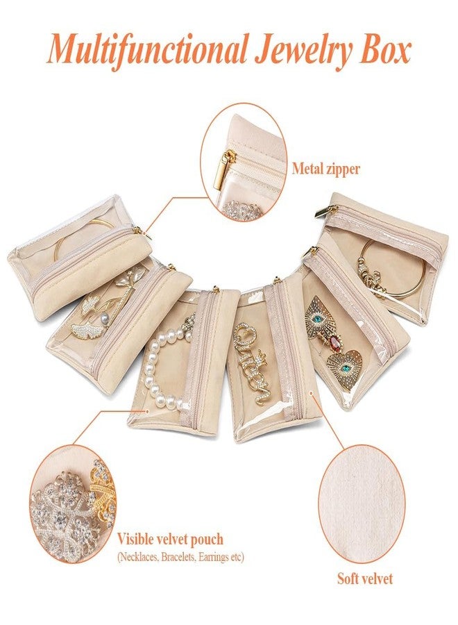 KPS Multipurpose Zipper Pouch For Jewellery/Makeup/Travel/Stationery Storage | Transparent Organizer Velvet Bags For Women | For Necklaces/Bracelets/Rings/Earrings (Pack of 2 PCs,Multicolor)(10x8.5cm) - Image 5