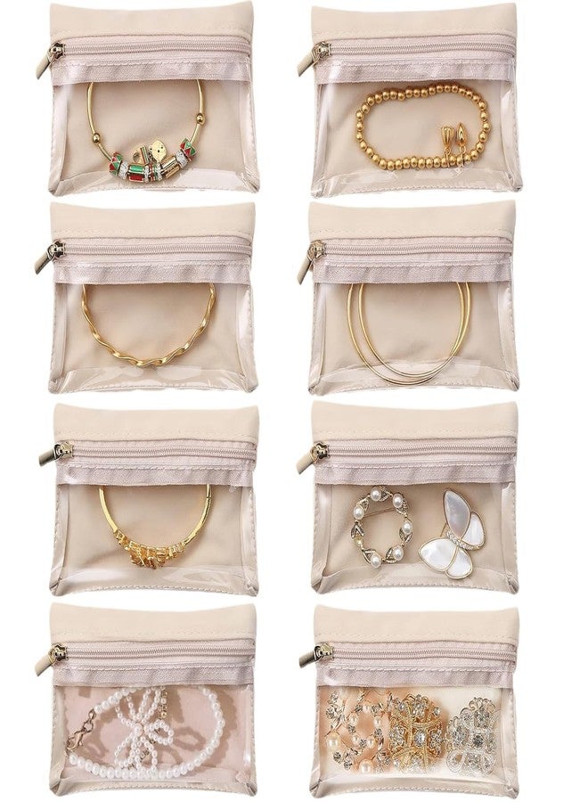 KPS Multipurpose Zipper Pouch For Jewellery/Makeup/Travel/Stationery Storage | Transparent Organizer Velvet Bags For Women | For Necklaces/Bracelets/Rings/Earrings (Pack of 2 PCs,Multicolor)(10x8.5cm) - Image 1