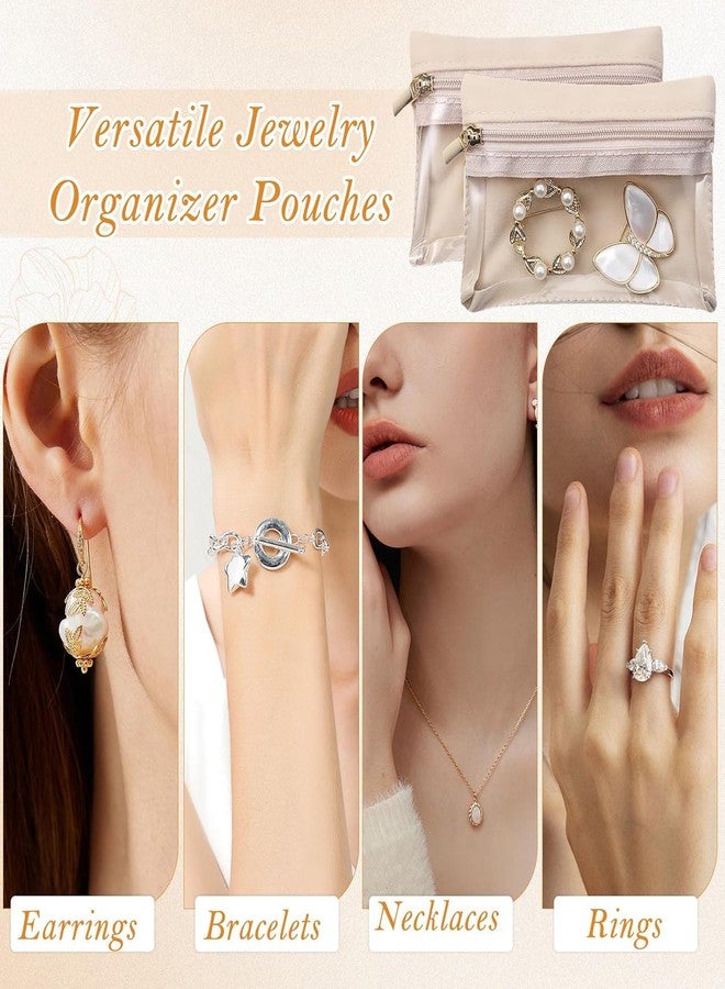 KPS Multipurpose Zipper Pouch For Jewellery/Makeup/Travel/Stationery Storage | Transparent Organizer Velvet Bags For Women | For Necklaces/Bracelets/Rings/Earrings (Pack of 2 PCs,Multicolor)(10x8.5cm) - Image 2