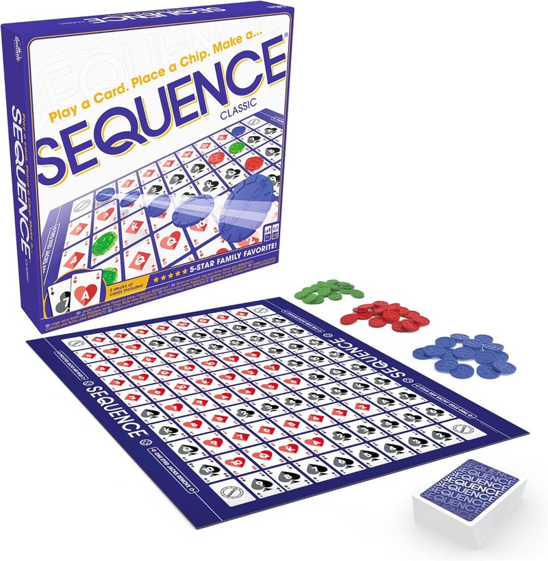 Jax SEQUENCE- Original SEQUENCE Game with Folding Board, Cards and Chips (Packaging may Vary) White, 10.3" x 8.1" x 2.31" - Image 3