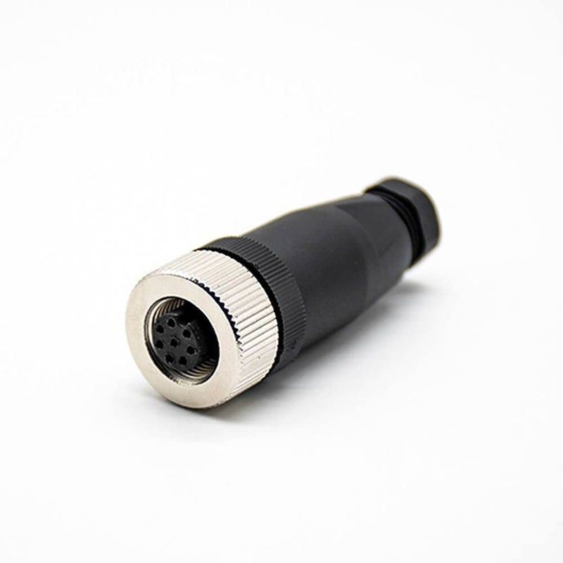 Elecbee M12 Cable Connector Circular Waterproof Aviation Plug Field Installable Screw Termination Unshield Straight (8 Pin Female A-Code)