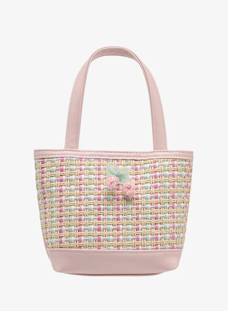 Girls Textured Tote Bag with Double Handle and Snap Button Closure