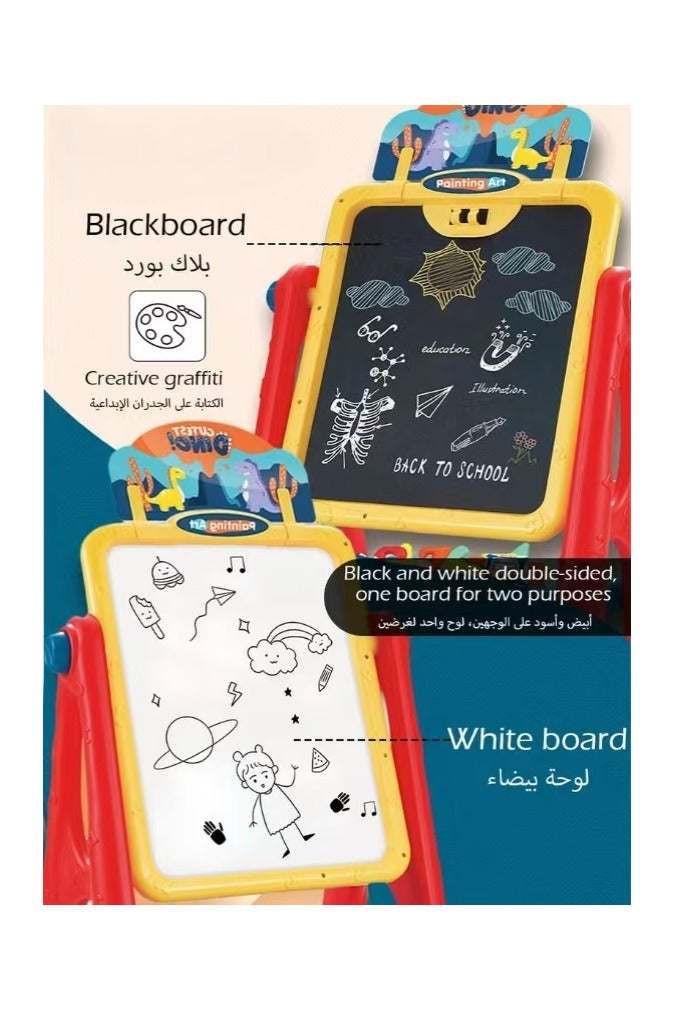 KIIUMI Carton Kids Art Easel,Available on Both Sides,Clean and Dust-Free,Standing Magnetic Drawing Board - Image 3