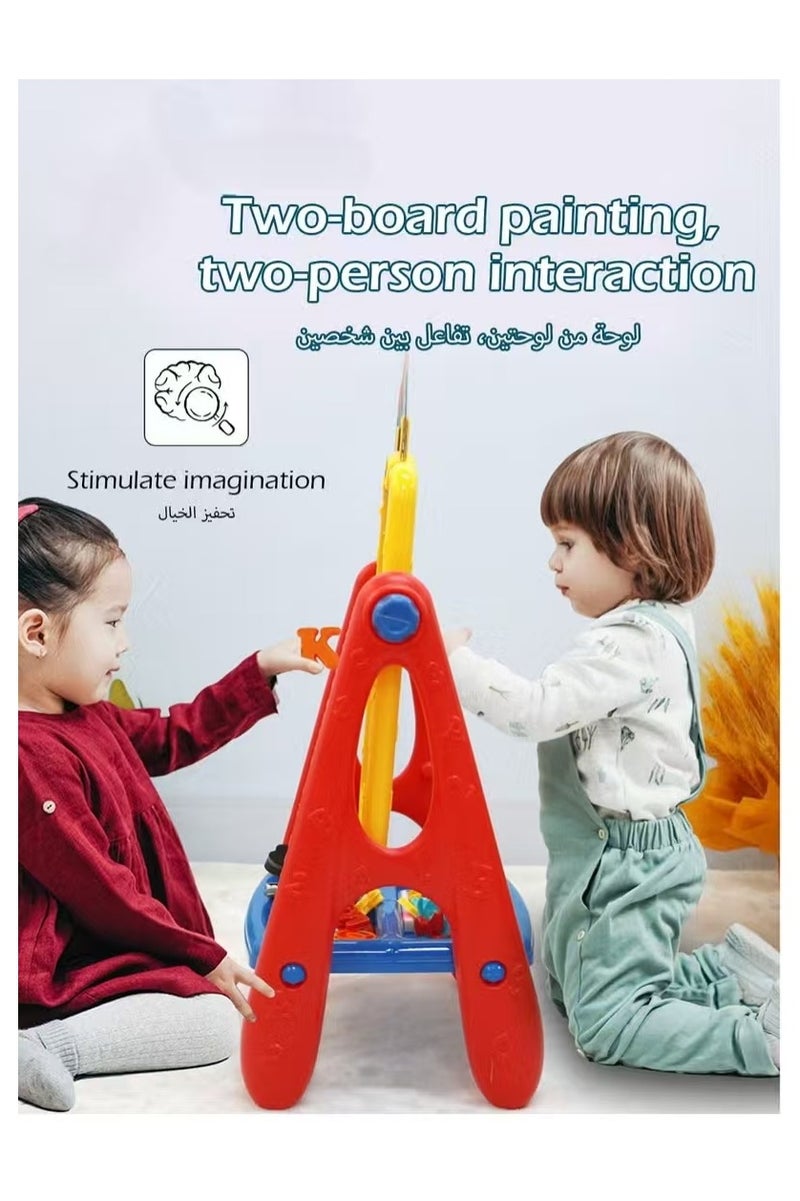 KIIUMI Carton Kids Art Easel,Available on Both Sides,Clean and Dust-Free,Standing Magnetic Drawing Board - Image 5