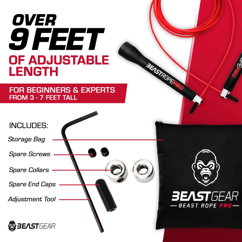 Beast Gear Pro Speed Jump Rope - Professional Fitness Jump Ropes for Women and Men - Skipping Rope for Exercise, Boxing, MMA, HIIT Workout, Strength Training, and Double Unders - Image 4