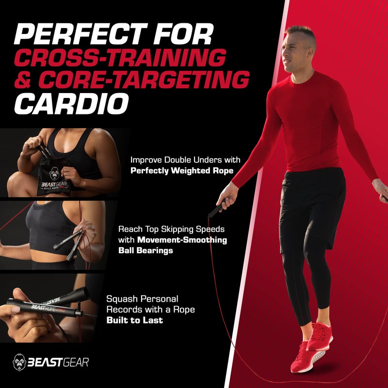 Beast Gear Pro Speed Jump Rope - Professional Fitness Jump Ropes for Women and Men - Skipping Rope for Exercise, Boxing, MMA, HIIT Workout, Strength Training, and Double Unders - Image 5