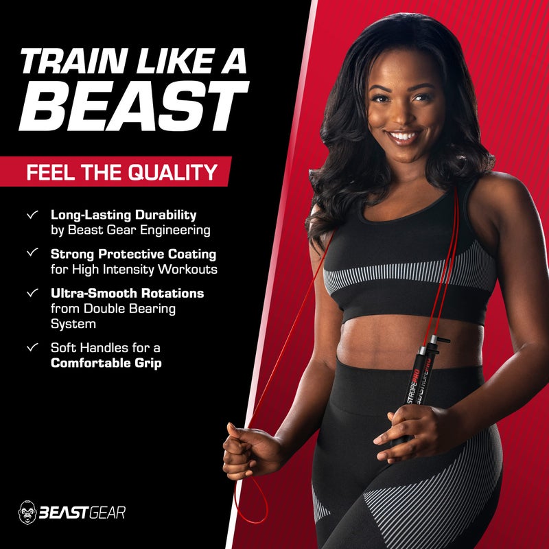 Beast Gear Pro Speed Jump Rope - Professional Fitness Jump Ropes for Women and Men - Skipping Rope for Exercise, Boxing, MMA, HIIT Workout, Strength Training, and Double Unders - Image 3