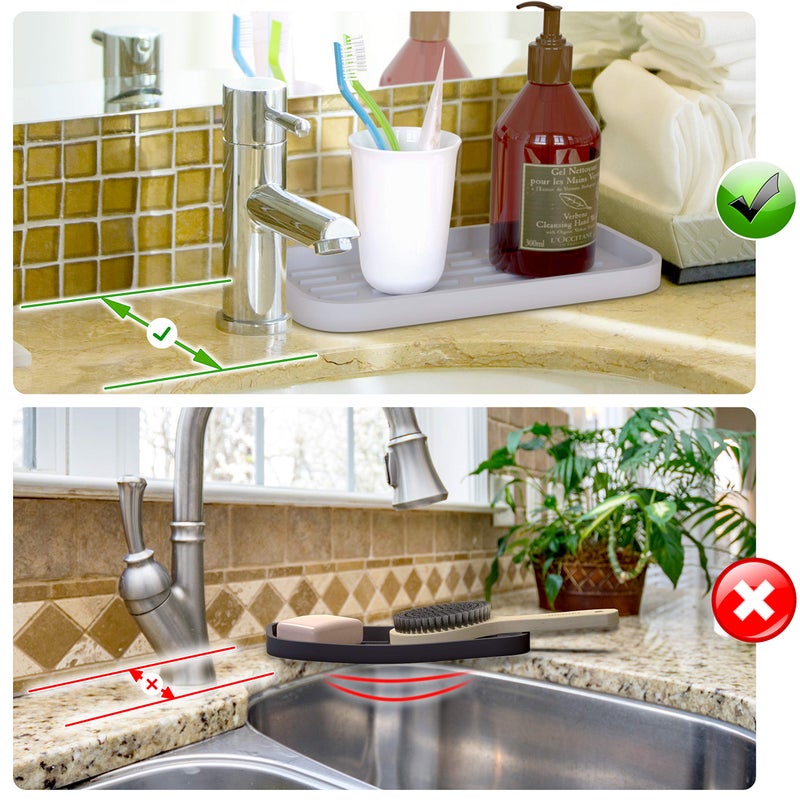 Z ZAPPOWARE ZAPPOWARE Kitchen Sink Organizer | Silicone Sponge Holder - Storage Tray for Dish Sponge  Soap Dispenser  Scrubber 9.6""x 4.9"" (Black) - Image 5