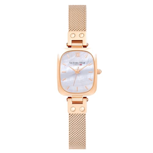VICTORIA HYDE Dainty Womens Wrist Watch Rectangle Watches for Women Womens Watch with Stainless Steel Bracelet or Leather Band Gold - Image 1