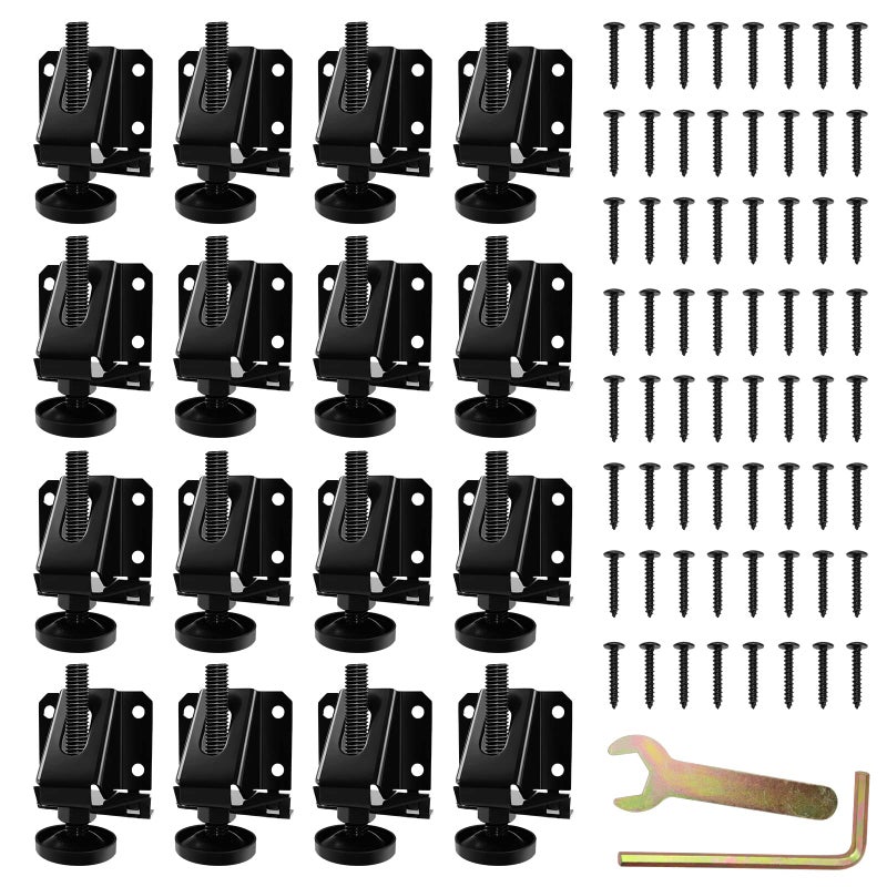 LOSCHEN 16 PCS Heavy Duty Adjustable Leveling Feet for FurnitureHexagon Nuts Lock Furniture Legs Levelersfor Table Cabinets WorkbenchShelving Units and More