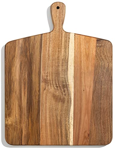 Acacia Wood Cutting Board and Chopping Board with Handle for Meat Cheese Board Vegetables Bread and Charcuterie  Decorative Wooden Serving Board for Kitchen and Dining Room Large 17 x 13