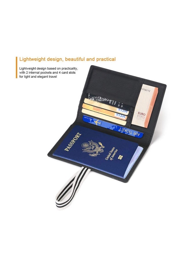 Generic Passport Covers, Genuine Leather Passport Wallets, RFID Blocking Case Cover, Passport and Card Holders for Men&Women Travel Accessory, Credit Card, Ticket, Cashes (Black)  - Image 3