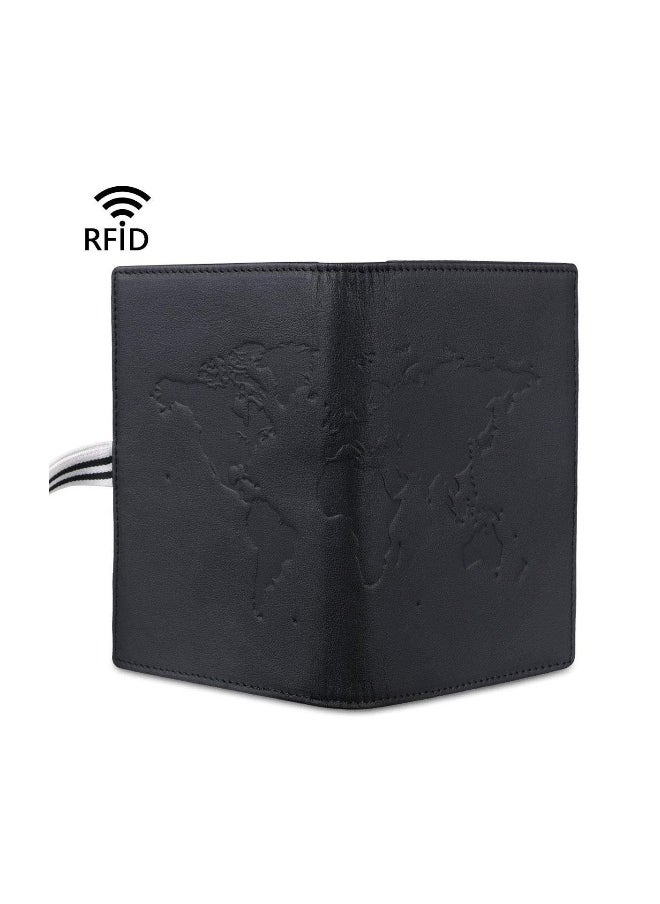 Generic Passport Covers, Genuine Leather Passport Wallets, RFID Blocking Case Cover, Passport and Card Holders for Men&Women Travel Accessory, Credit Card, Ticket, Cashes (Black)  - Image 2