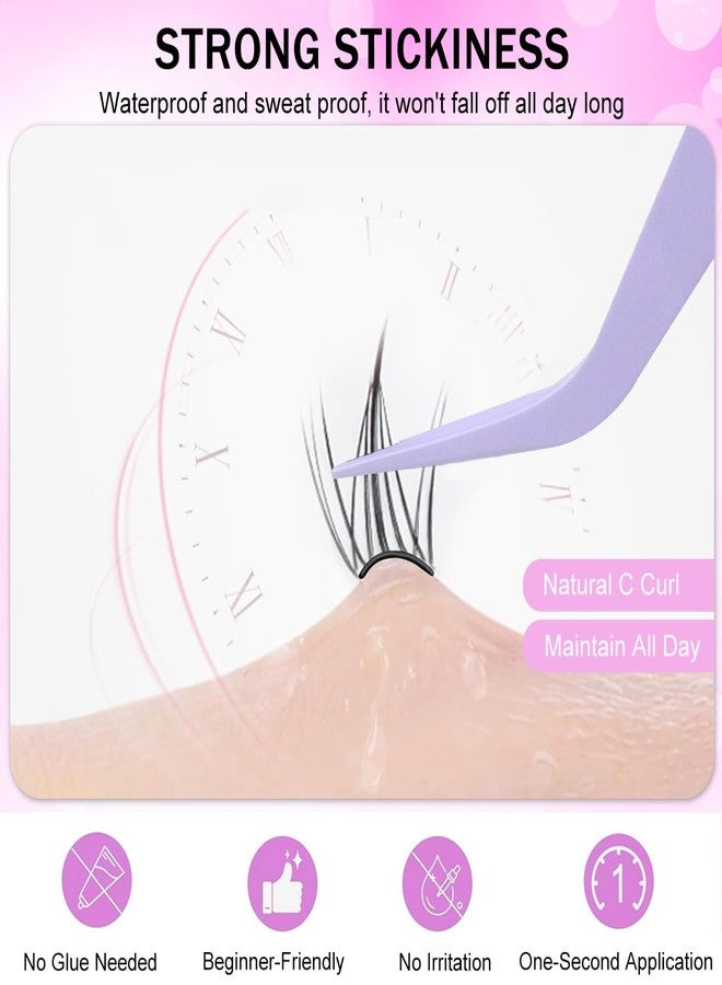 MAYCREATE® 240PCS Self Adhesive Eyelashes Eyelash Clusters Lash Press On Stick Cluster Pre Glued with Tweezer No Glue Needed - Image 4