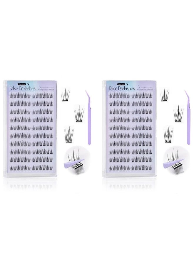 MAYCREATE® 240PCS Self Adhesive Eyelashes Eyelash Clusters Lash Press On Stick Cluster Pre Glued with Tweezer No Glue Needed - Image 1