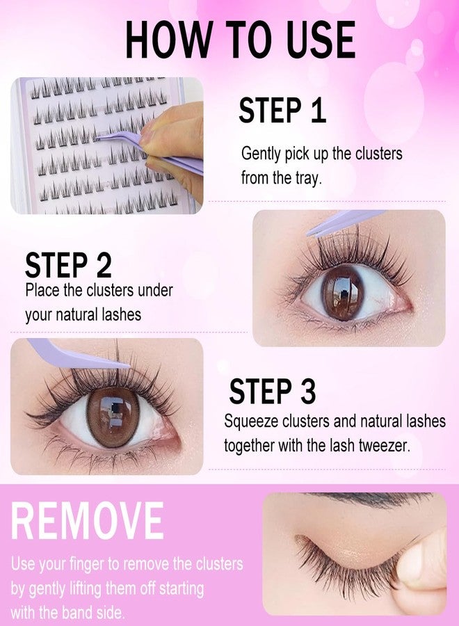 MAYCREATE® 240PCS Self Adhesive Eyelashes Eyelash Clusters Lash Press On Stick Cluster Pre Glued with Tweezer No Glue Needed - Image 5