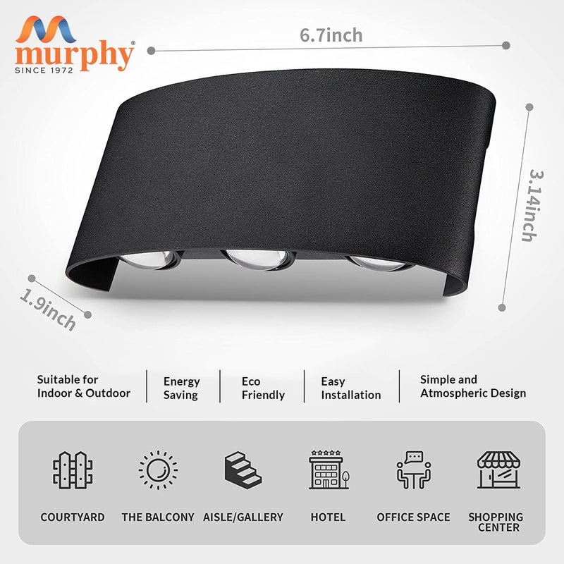 Murphy 6-Watt Sixer U-Shape Up Down Outdoor LED Wall Light with Aluminium IP65 Grade Waterproof Body (Multi Color, Pack of 2) - Image 3