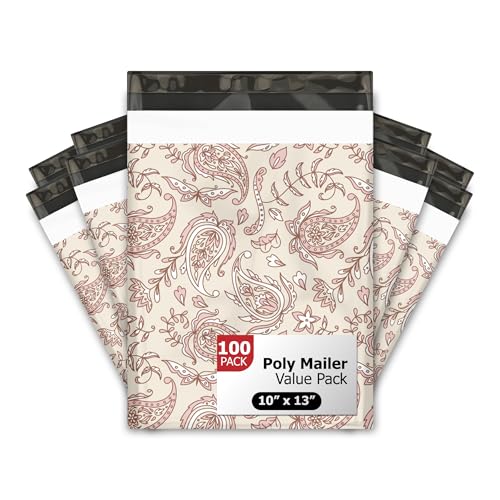 Pro Supply Global 10x13 (100) Pink Paisley Summer Designer Poly Mailers Waterproof Self Sealing Tear Resistant Polymailers Shipping Envelopes Premium Printed Bags For Small Businesses - Image 1