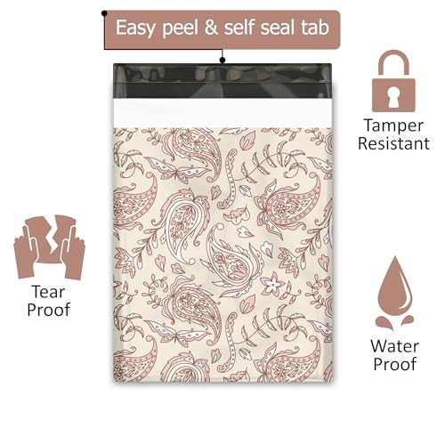 Pro Supply Global 10x13 (100) Pink Paisley Summer Designer Poly Mailers Waterproof Self Sealing Tear Resistant Polymailers Shipping Envelopes Premium Printed Bags For Small Businesses - Image 2