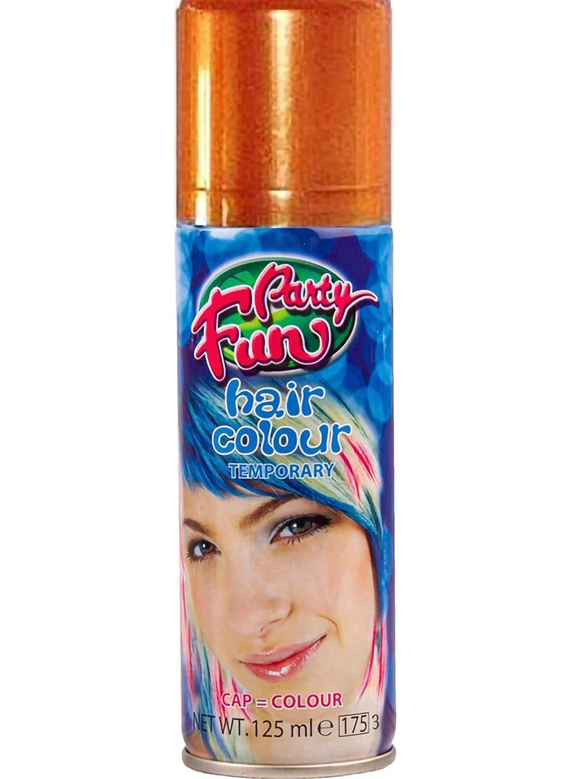 PARTY FUN رذاذ لون الشعر المؤقت الممتع للحفلات 125 مل للأطفال، الحفلات، والمناسبات الخاصة (ذهبي)