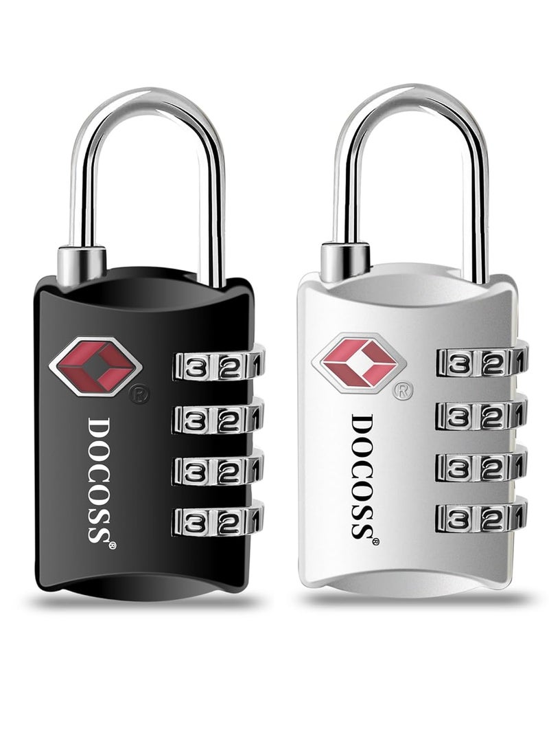 DOCOSS -Set of 2-309-Metal TSA Lock 4 Digit for Luggage Bag Number Password Travel Locks(Black) - Image 1