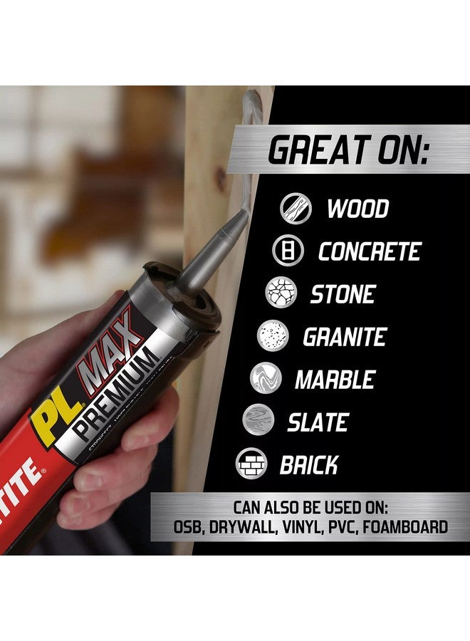 لوكتيت لاصق بناء Loctite PL Premium Max، غراء بناء متعدد الاستخدامات للخشب والخرسانة والحجر والمزيد - خرطوشة 9 أونصة سائلة، عبوة من قطعة واحدة - Image 3
