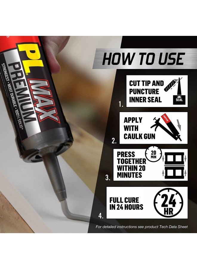 لوكتيت لاصق بناء Loctite PL Premium Max، غراء بناء متعدد الاستخدامات للخشب والخرسانة والحجر والمزيد - خرطوشة 9 أونصة سائلة، عبوة من قطعة واحدة - Image 2