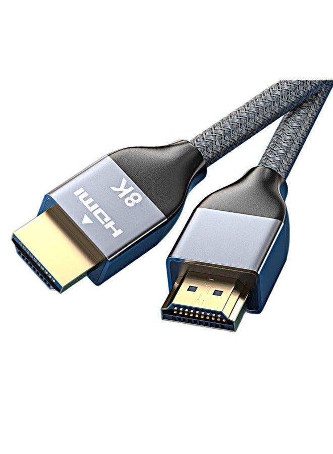 شاربدو كابل HDMI 2.1 فائق الدقة بطول 1 متر ، سرعة عالية 48 جيجابت في الثانية ، يدعم 8K@60Hz HDR الديناميكي لأجهزة الكمبيوتر المحمولة PS5 / 4 HDTV ، نايلون منسوج باللون الرمادي - Image 1